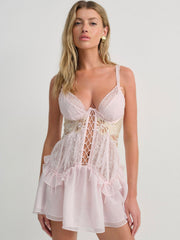 Flyaway Bow Slip Dress Pink