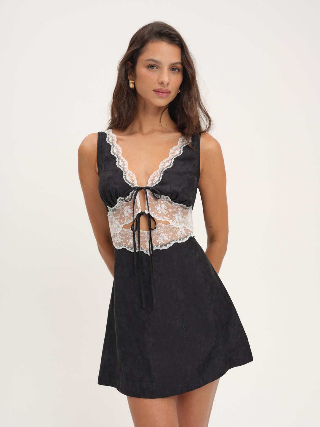 Bluebird Jacquard Mini Slip Dress Black