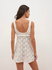 Cloud Lace Slip Dress White