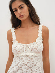 Cloud Lace Slip Dress White
