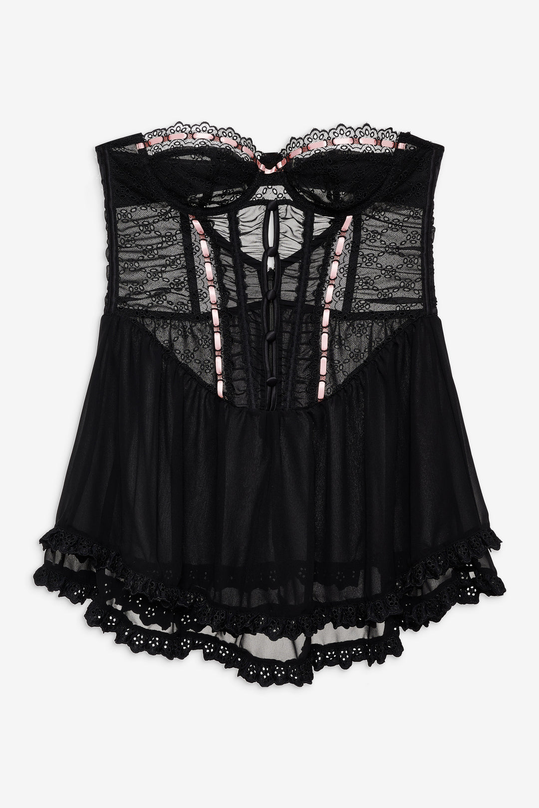 Elena Eyelet Slip Dress Black