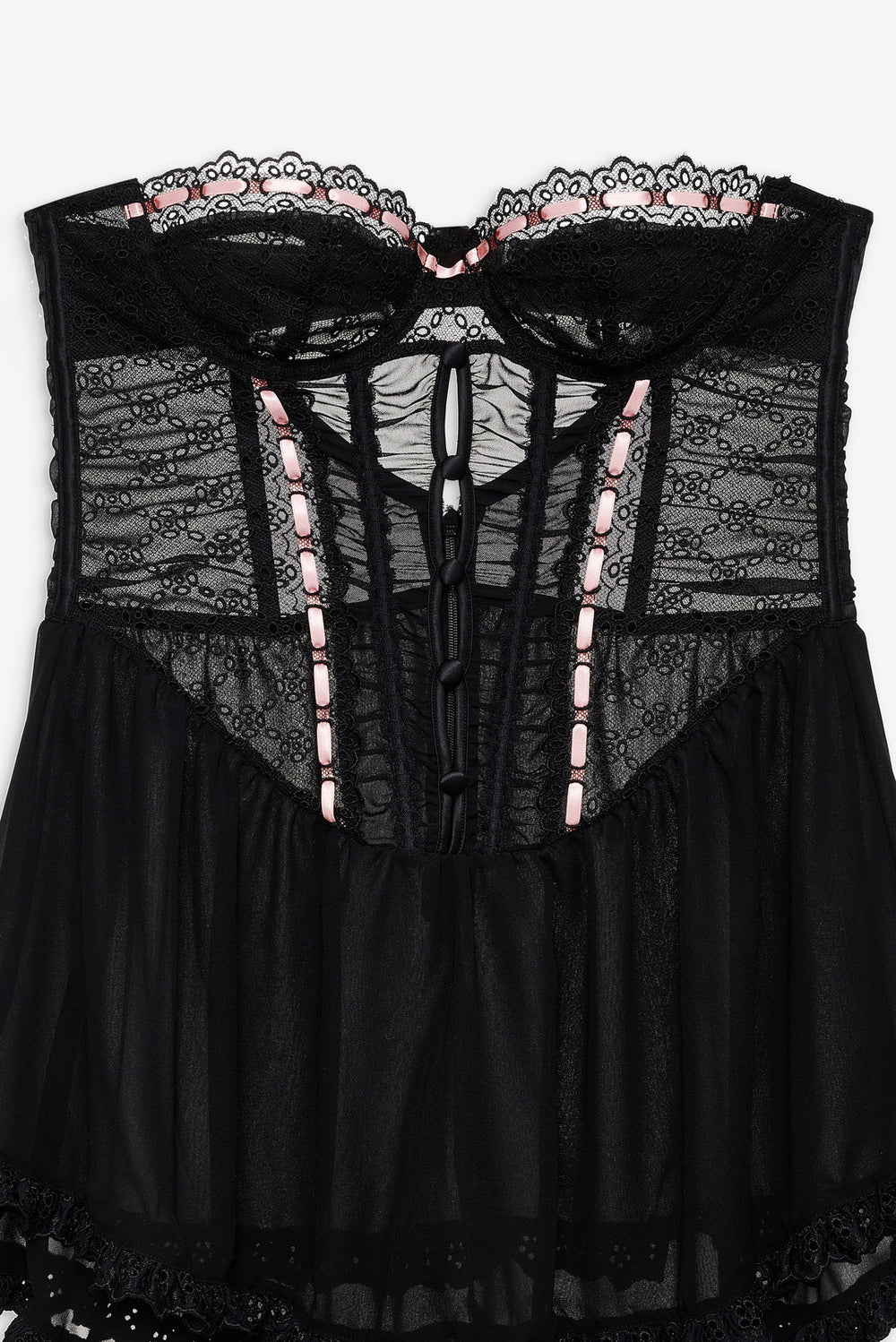 Elena Eyelet Slip Dress Black