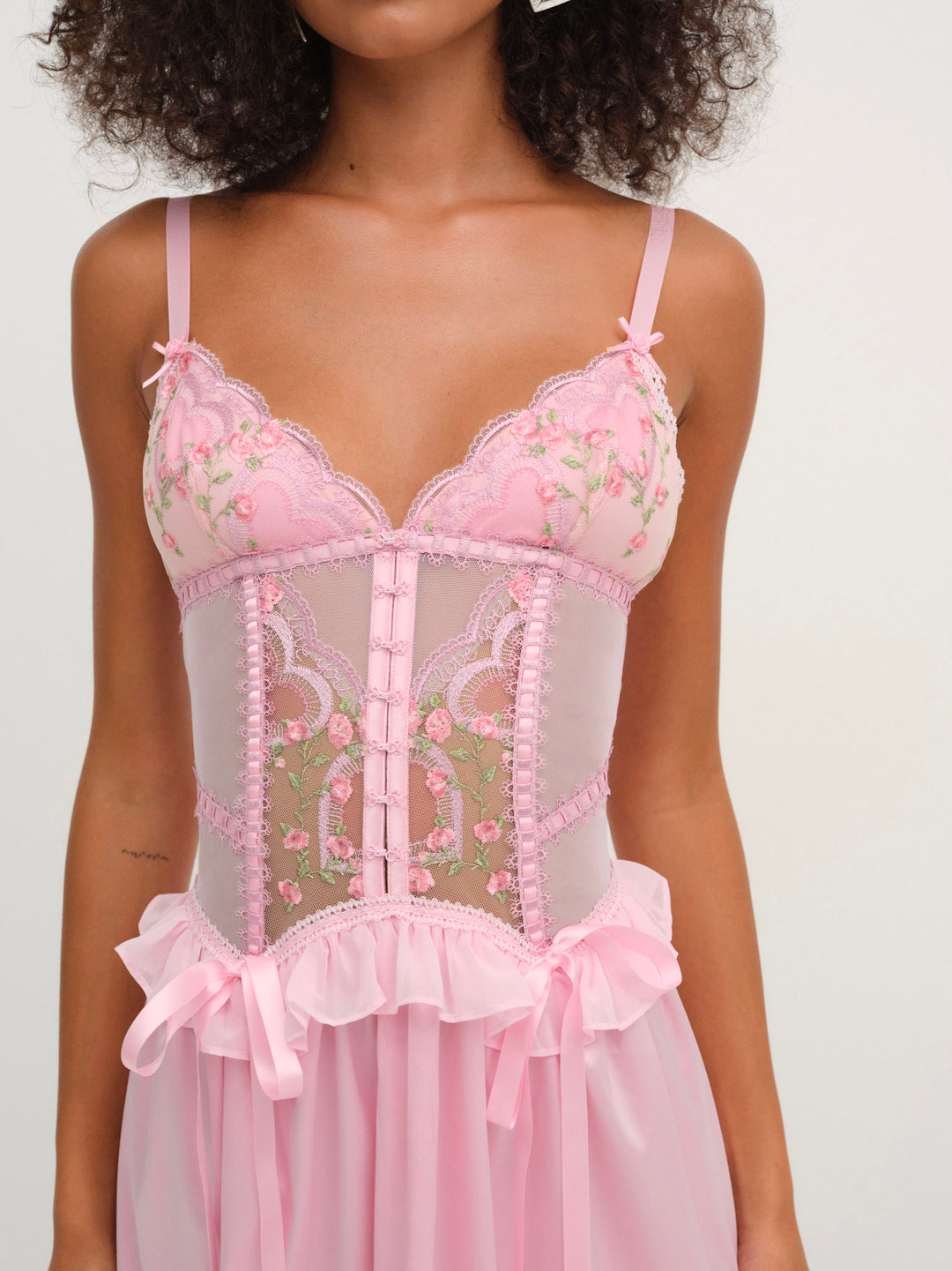 Ily Embroidered Slip Dress Pink