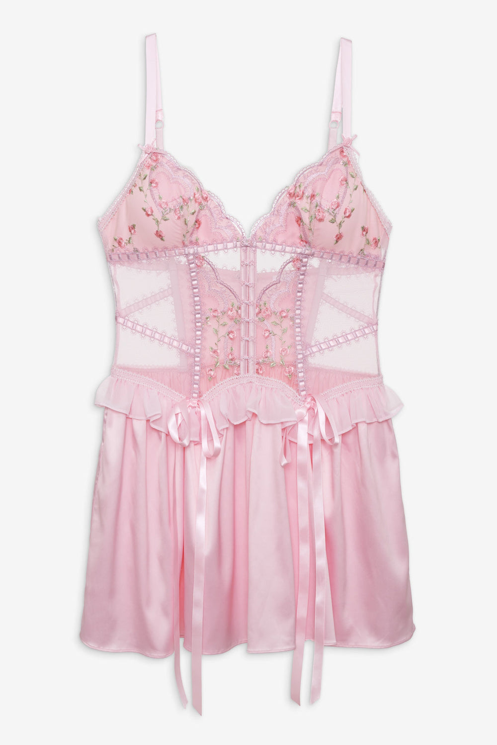 Ily Embroidered Slip Dress Pink