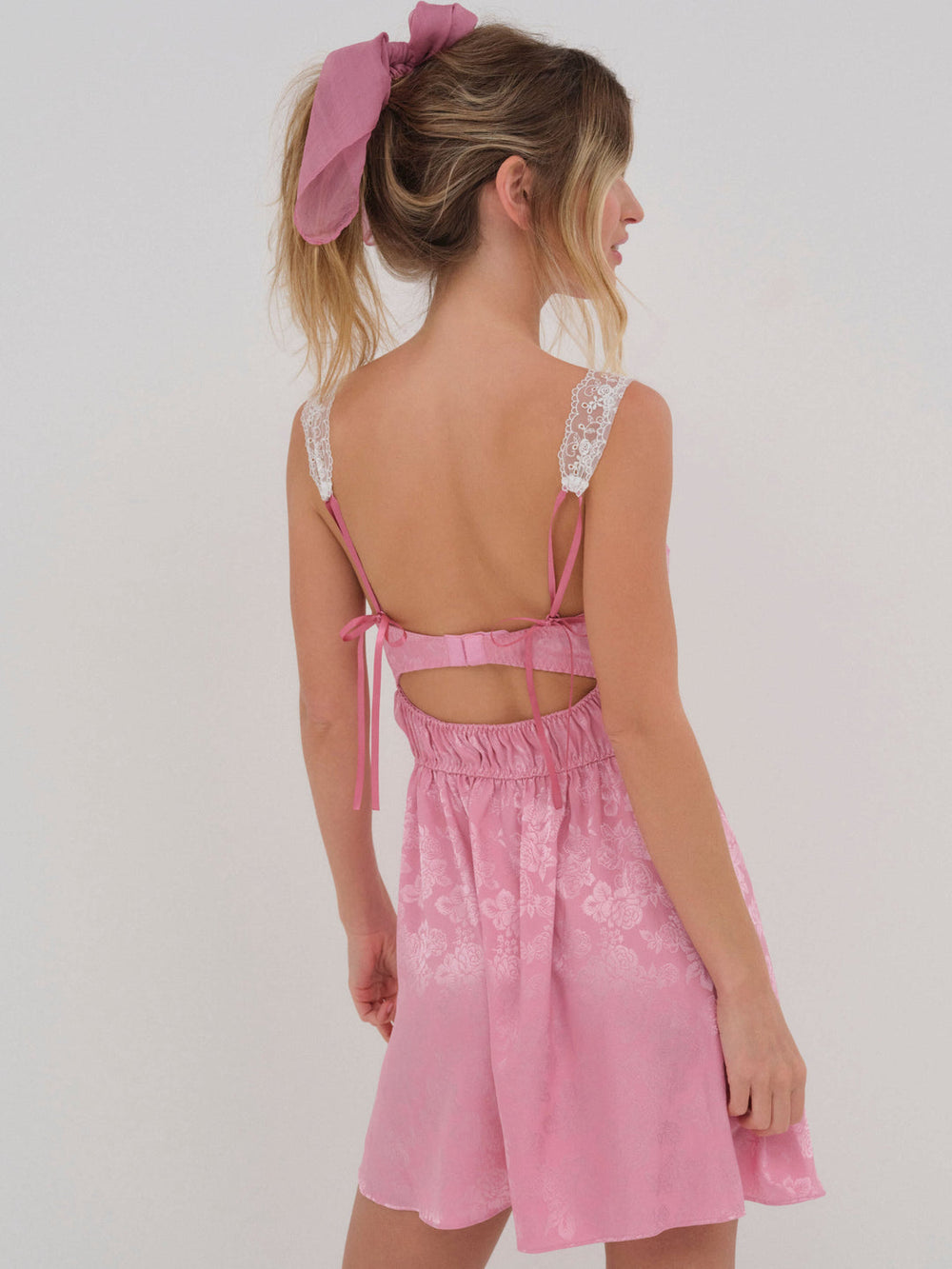 Rose Milk Eyelet Slip Dress Pink