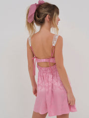 Rose Milk Eyelet Slip Dress Pink