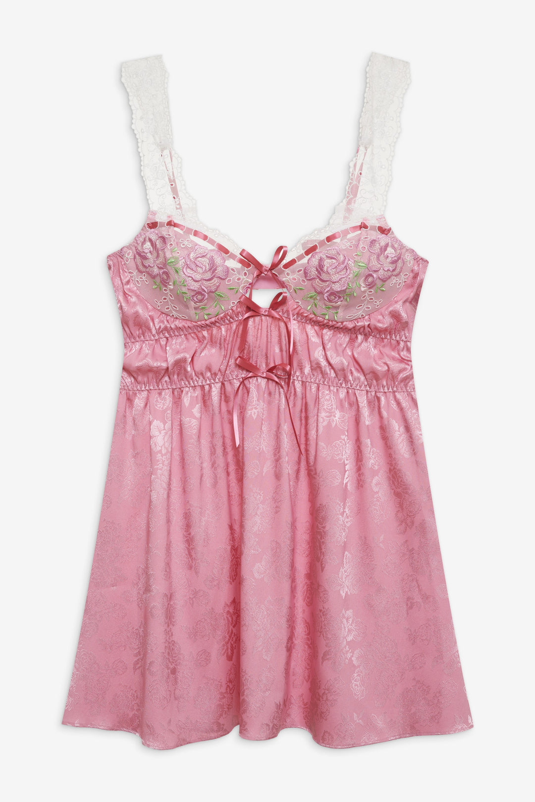 Rose Milk Eyelet Slip Dress Pink