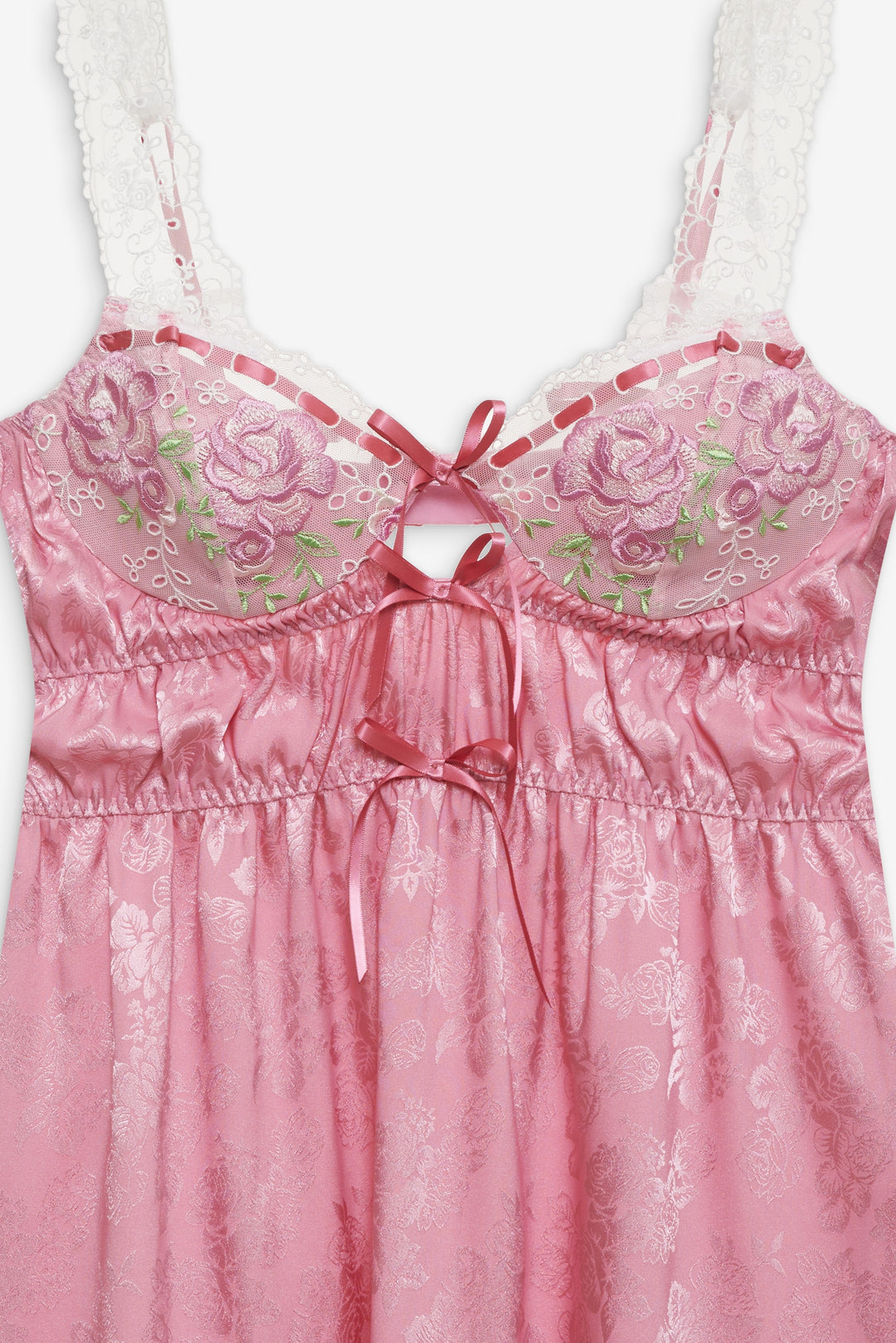 Rose Milk Eyelet Slip Dress Pink