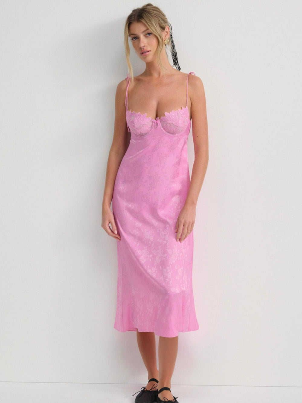 Maye Embroidered Slip Dress Pink