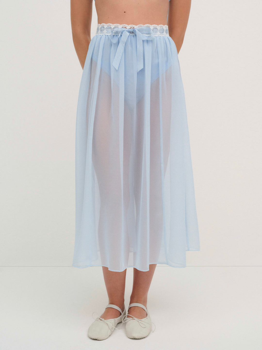Dainty Doily Midi Skirt Blue