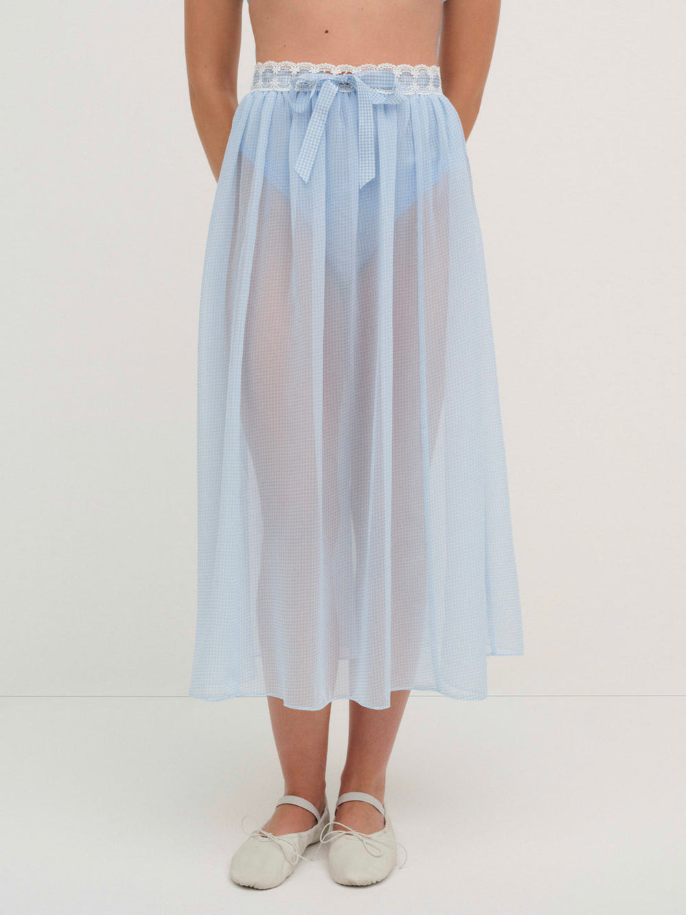Dainty Doily Midi Skirt Blue