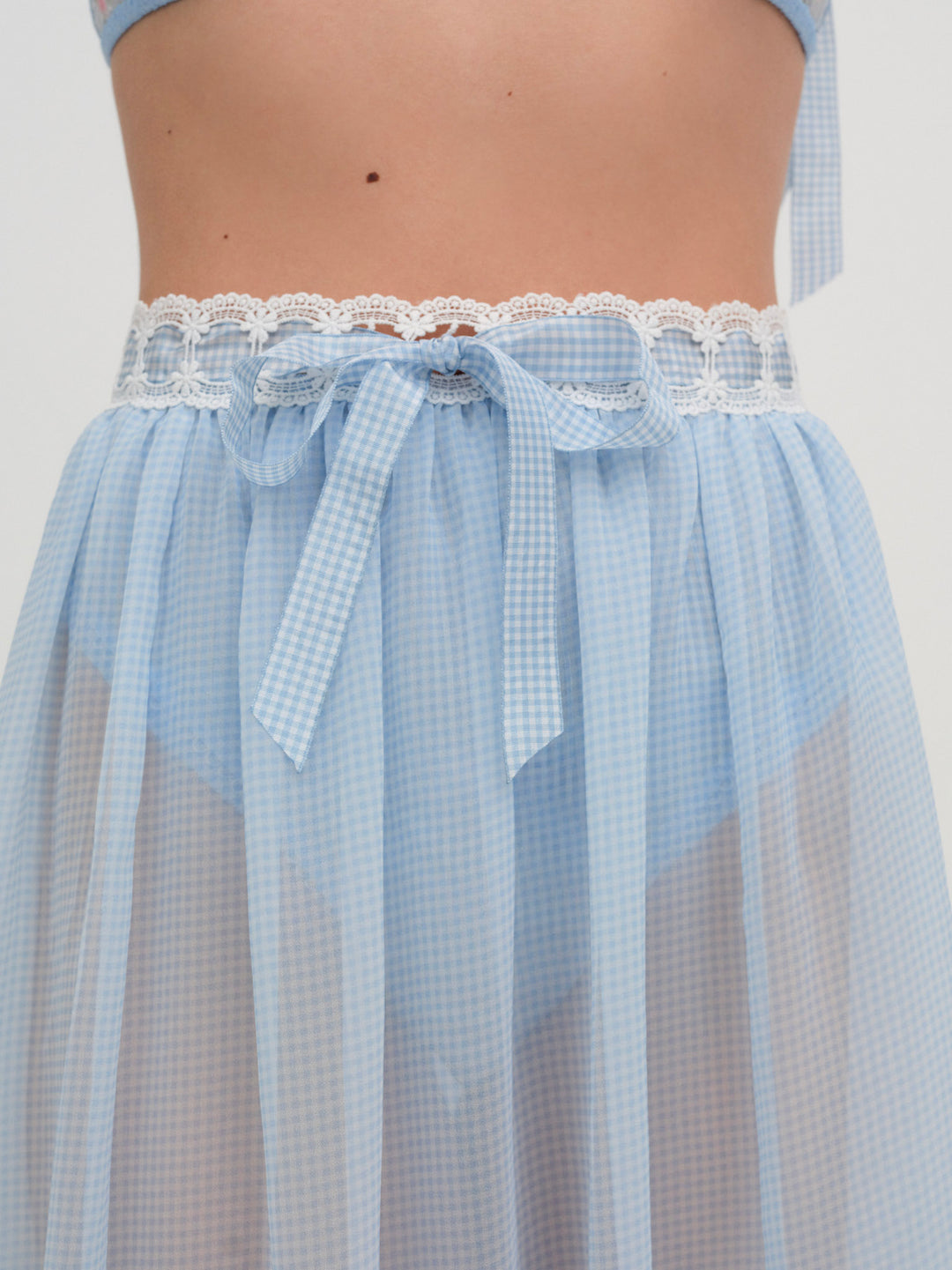 Dainty Doily Midi Skirt Blue
