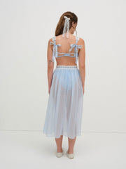 Dainty Doily Midi Skirt Blue