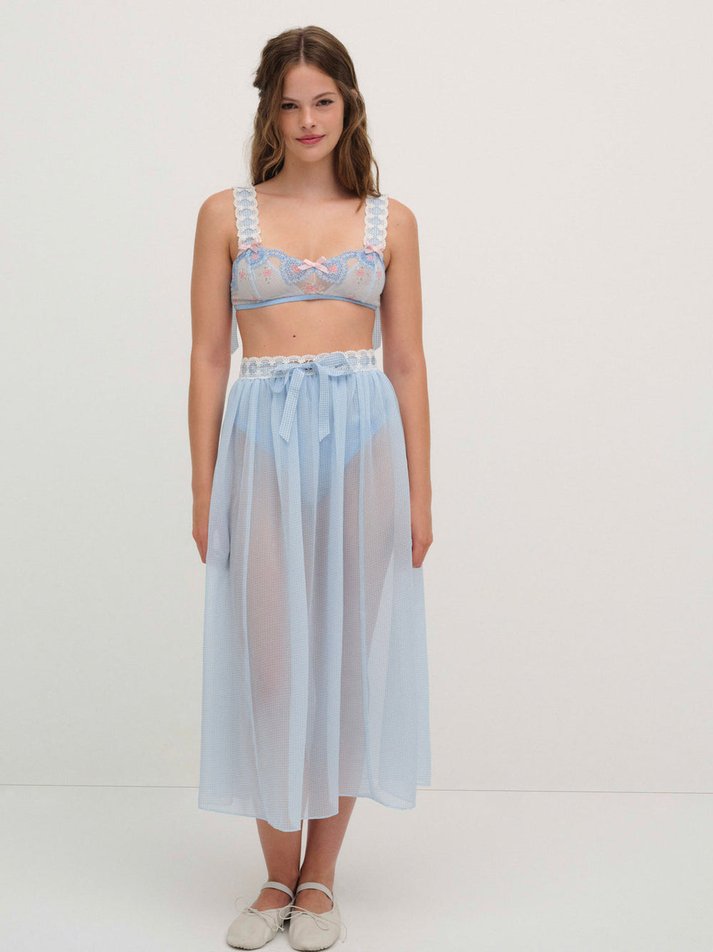 Dainty Doily Midi Skirt Blue