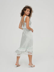 Mint Twist Jacquard Midi Slip Dress Mint