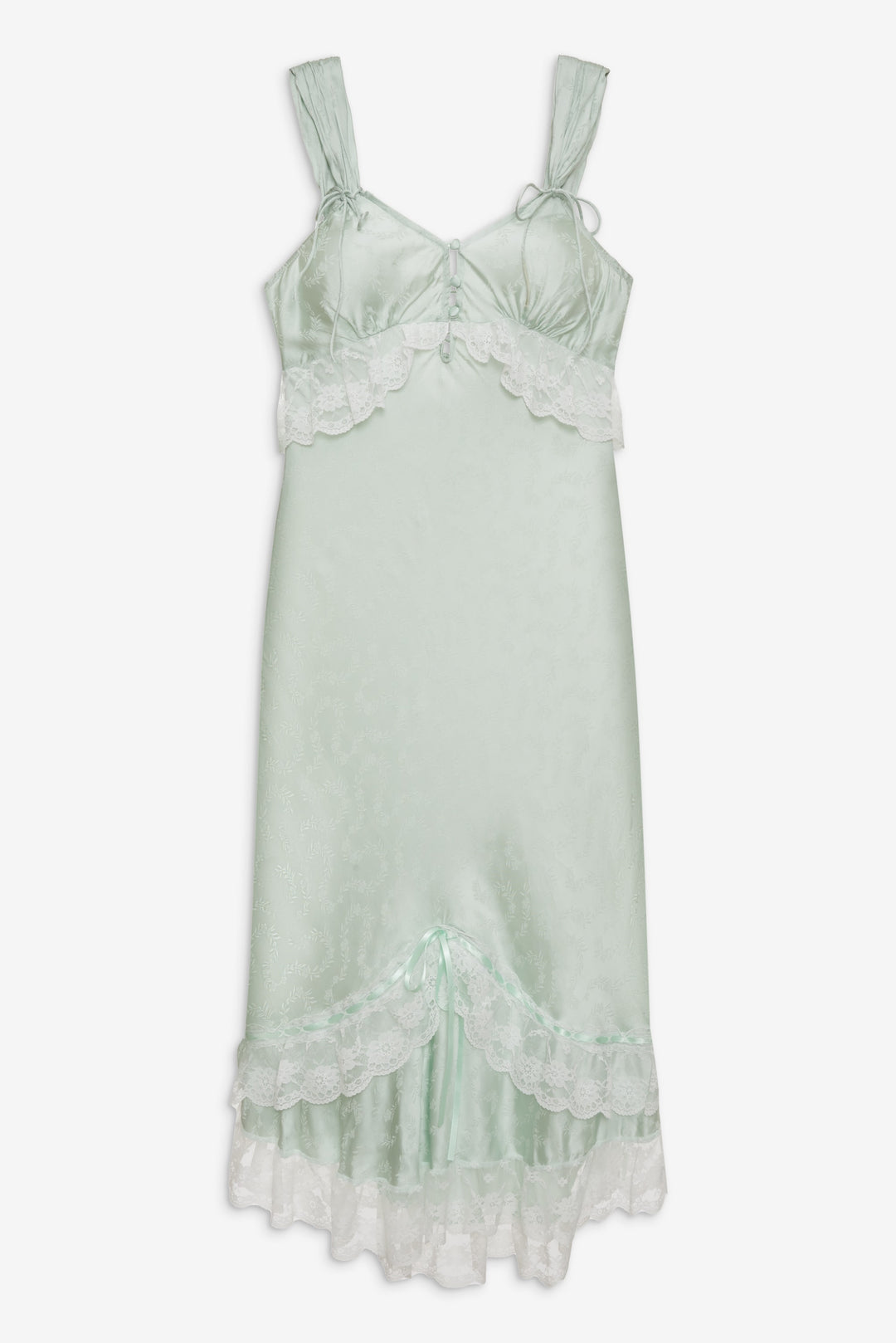 Mint Twist Jacquard Midi Slip Dress Mint