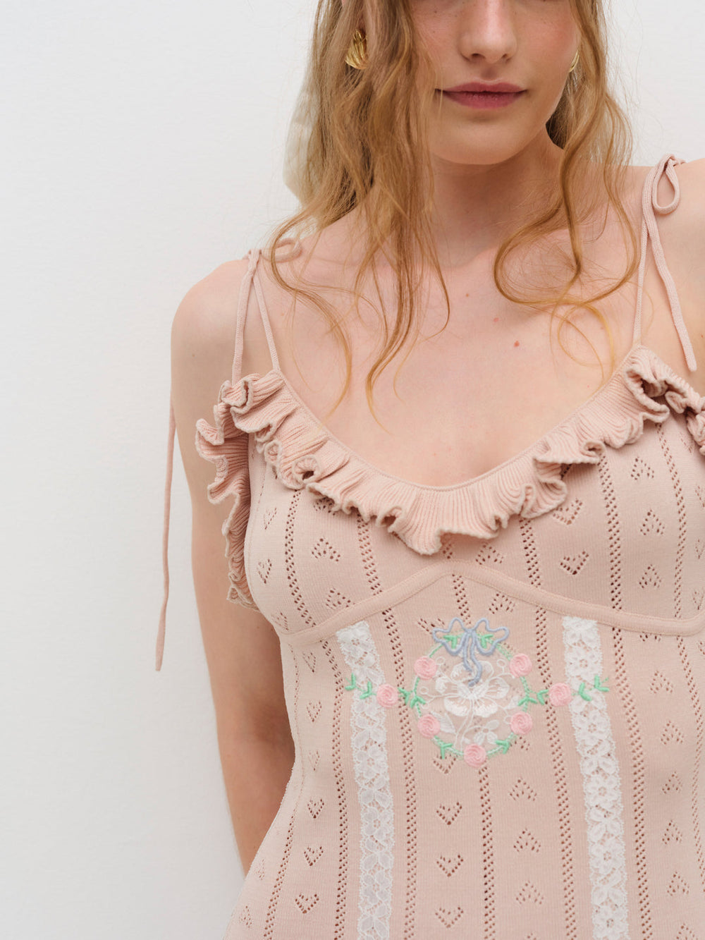 Eloise Asymmetric Knit Dress Peach