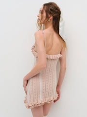 Eloise Asymmetric Knit Dress Peach