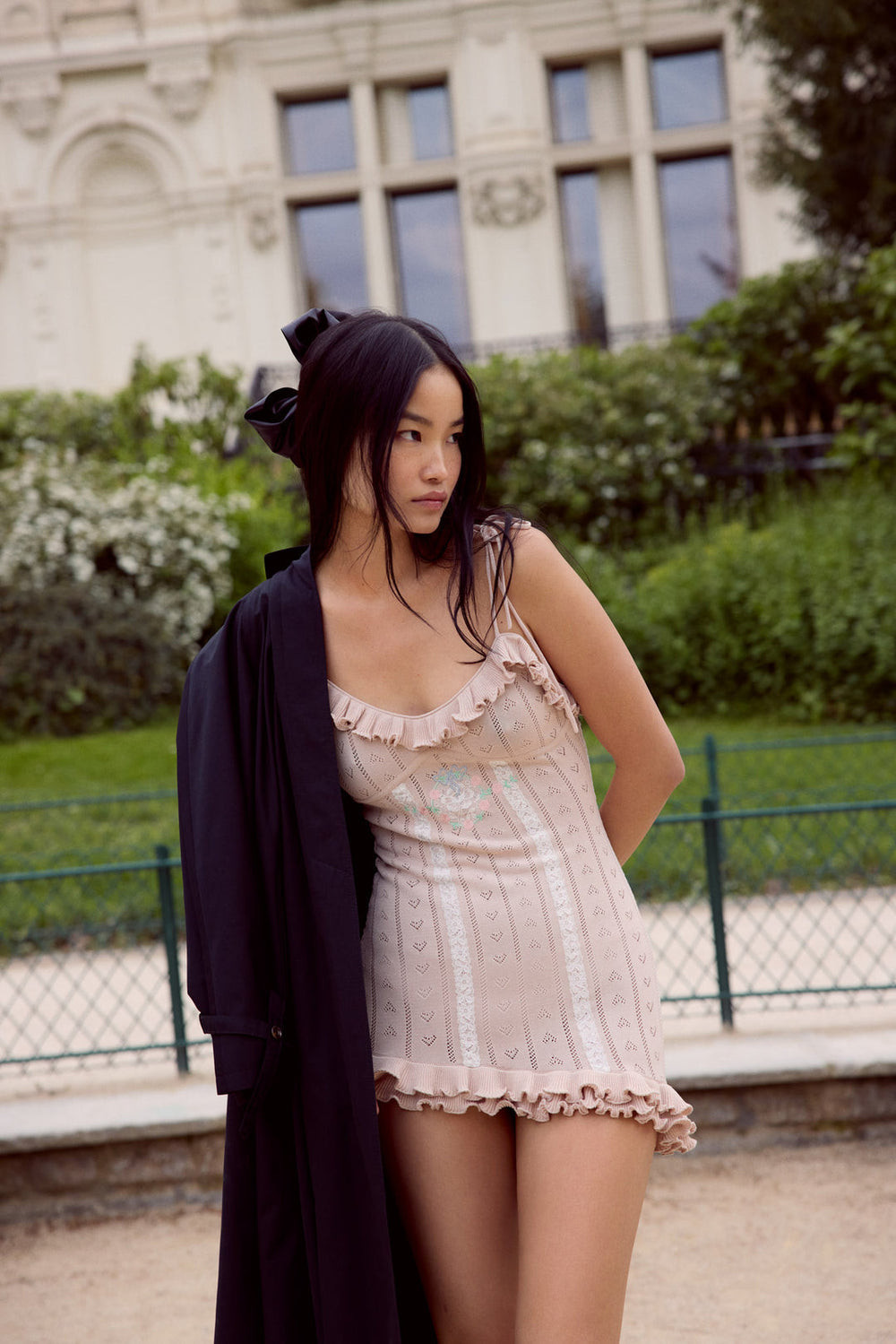 Eloise Asymmetric Knit Dress Peach