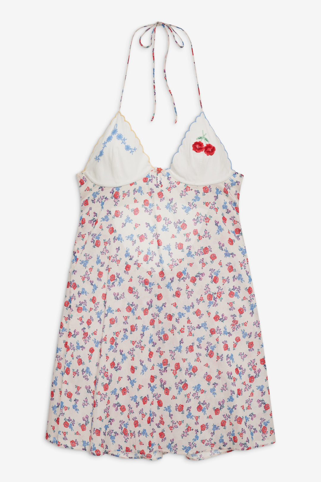 Forget Me Not Embroidery Slip Dress White
