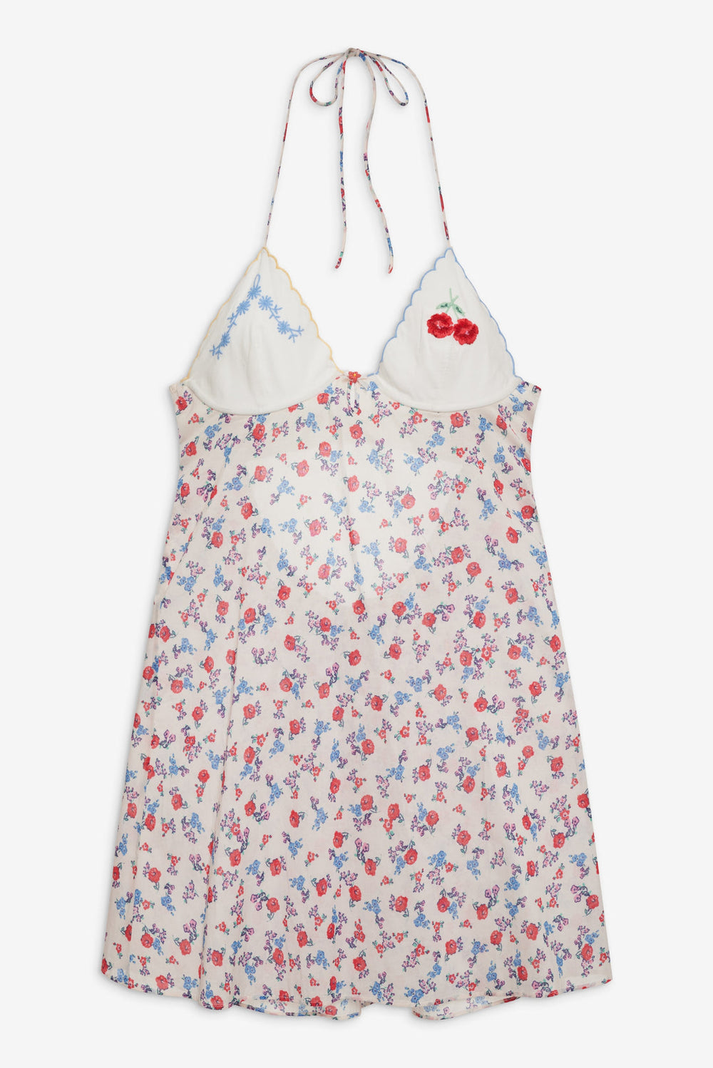 Forget Me Not Embroidery Slip Dress White