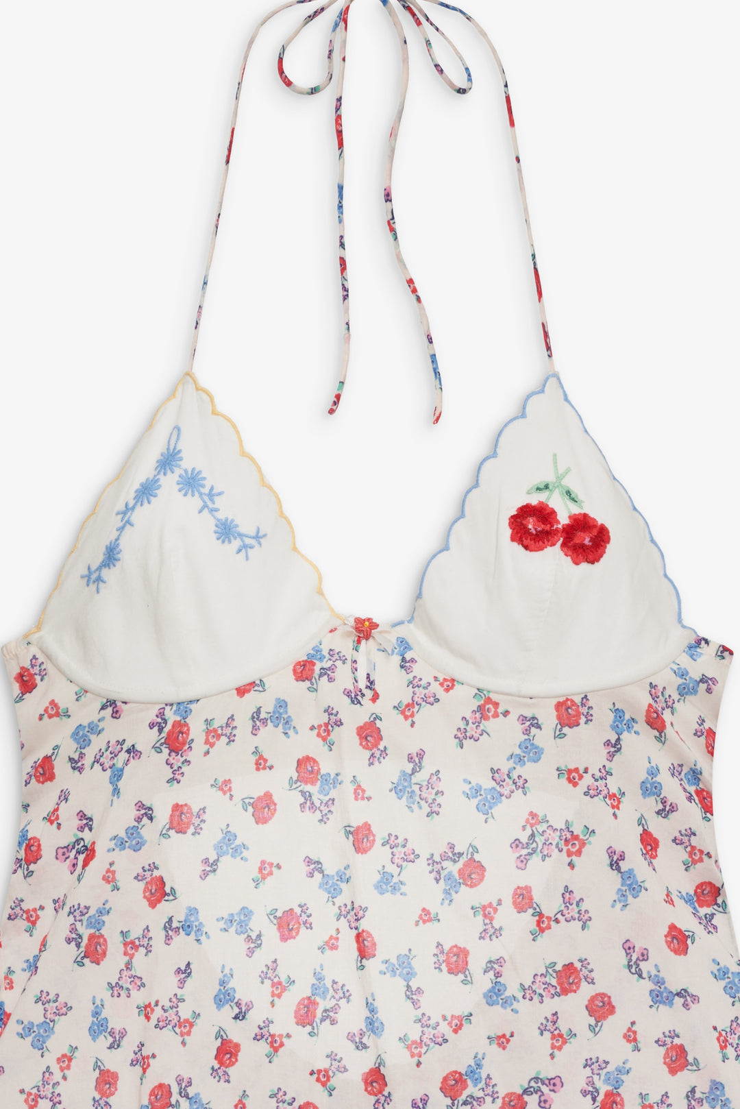 Forget Me Not Embroidery Slip Dress White