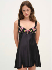 Love Garden Slip Dress Black