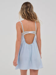Gingham Rose Slip Dress Blue