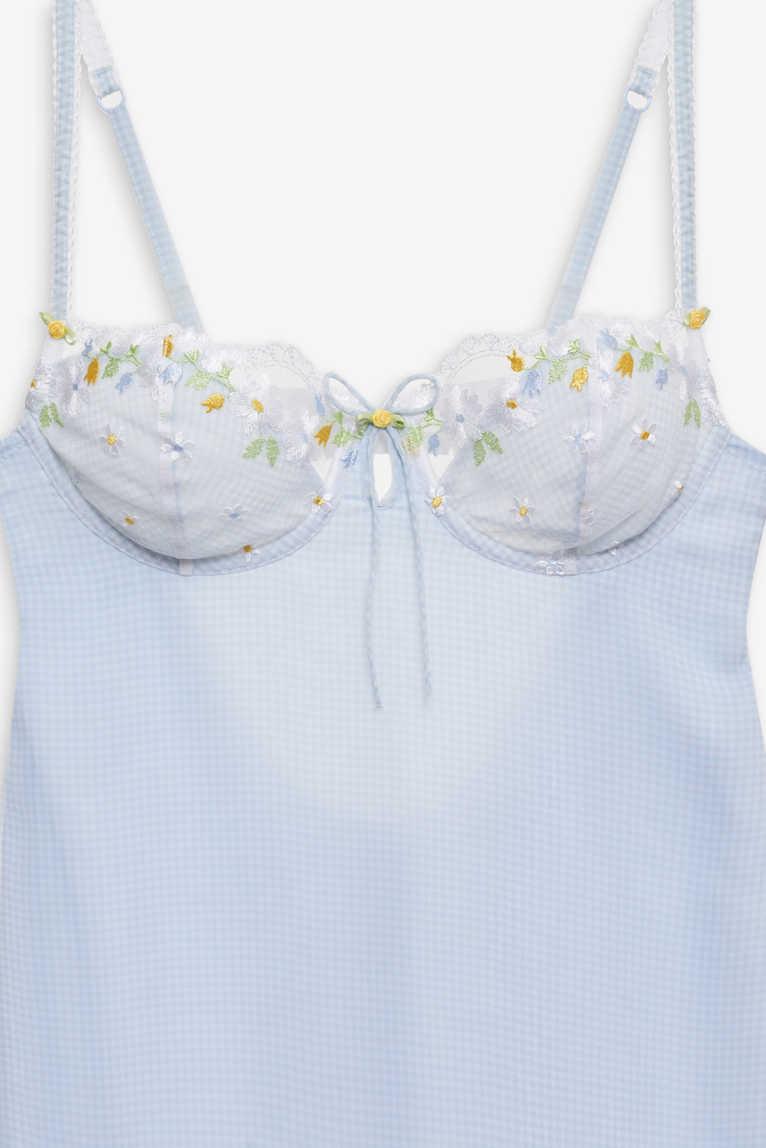 Gingham Rose Slip Dress Blue