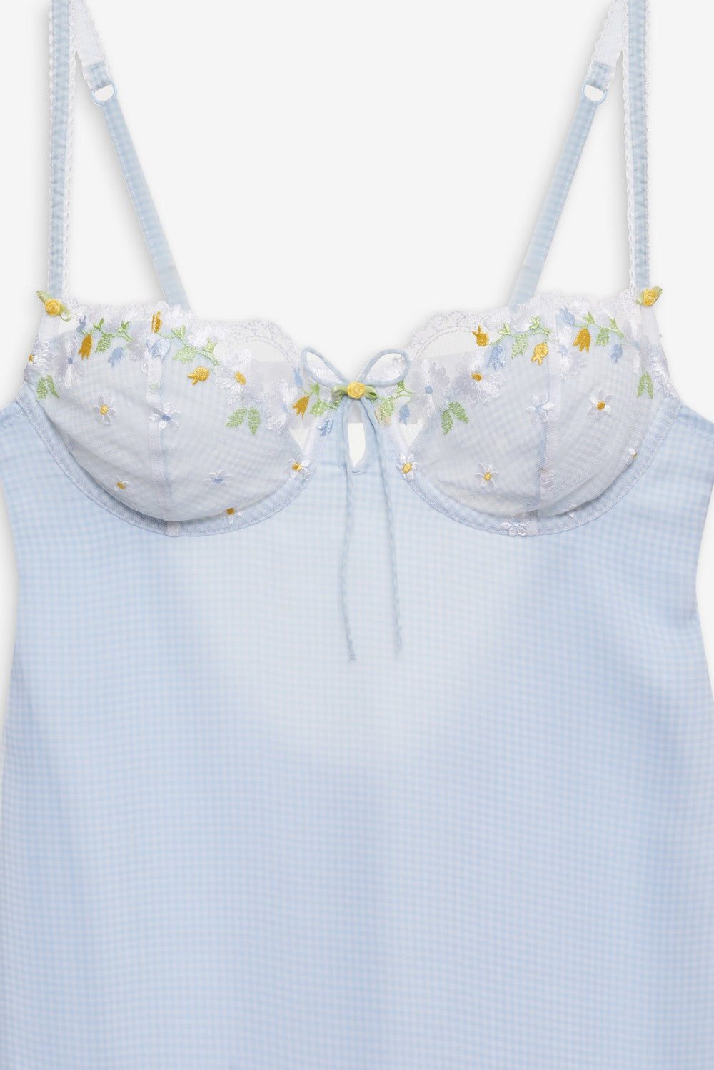 Gingham Rose Slip Dress Blue
