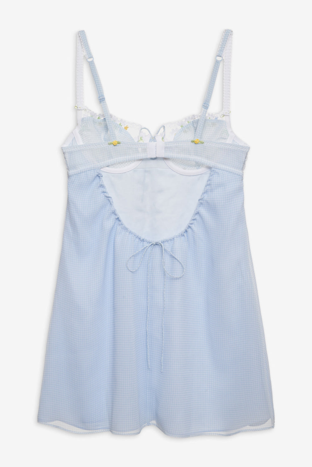 Gingham Rose Slip Dress Blue