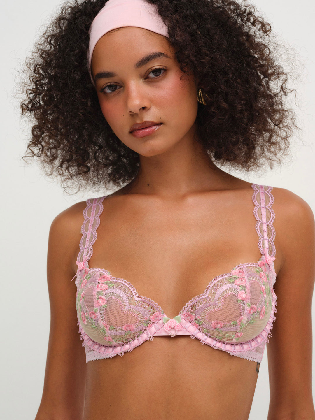 Ily Embroidered Underwire Bra Pink