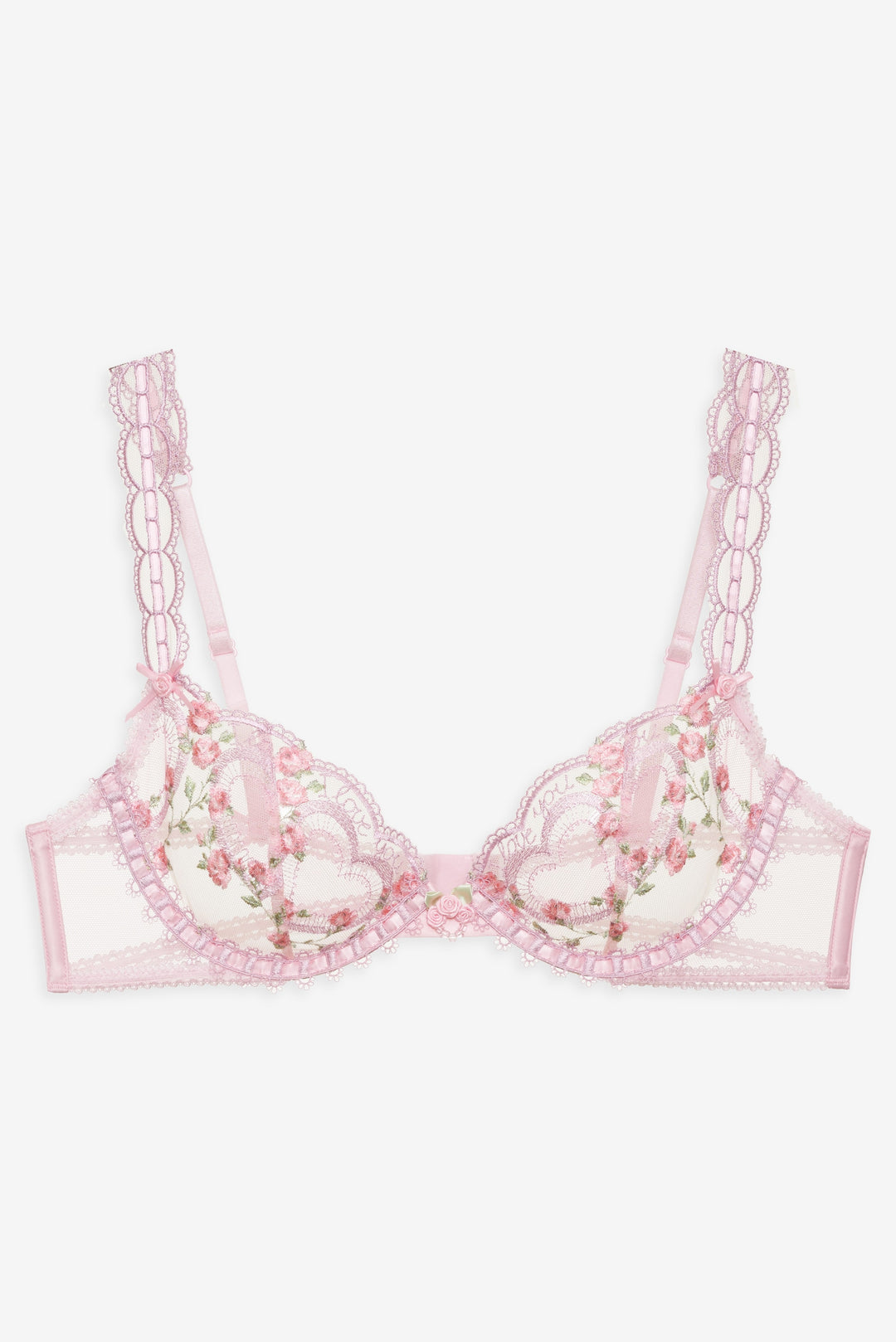 Ily Embroidered Underwire Bra Pink