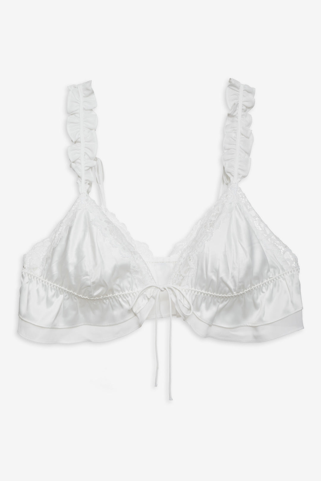 Butterfly Lace Ruffle Bralette White