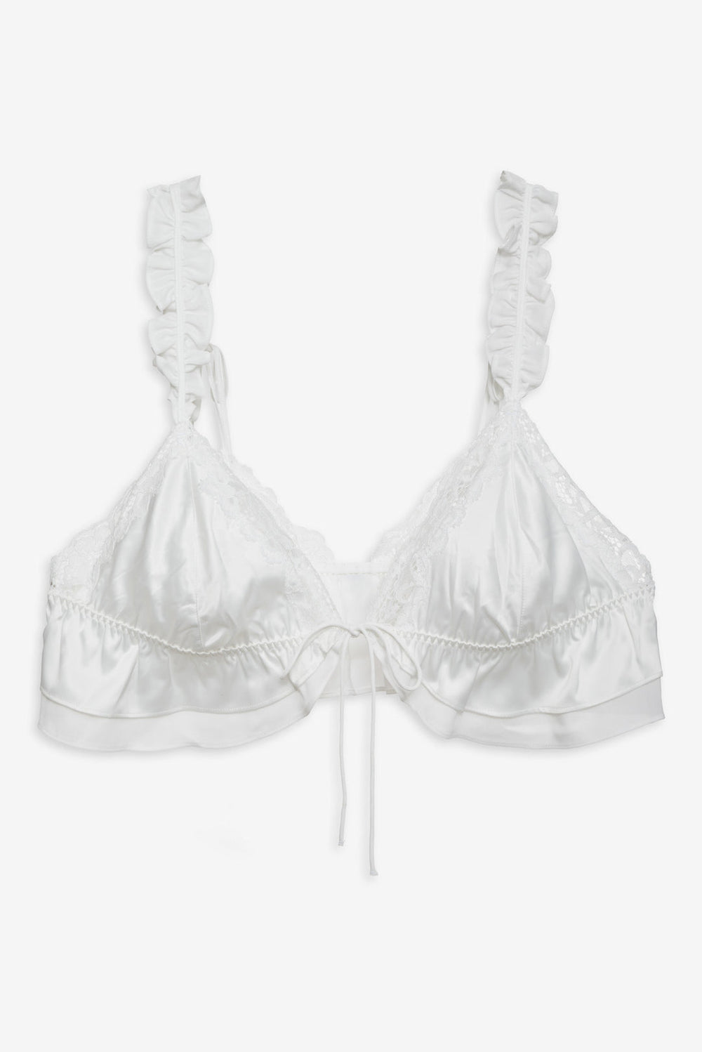 Butterfly Lace Ruffle Bralette White