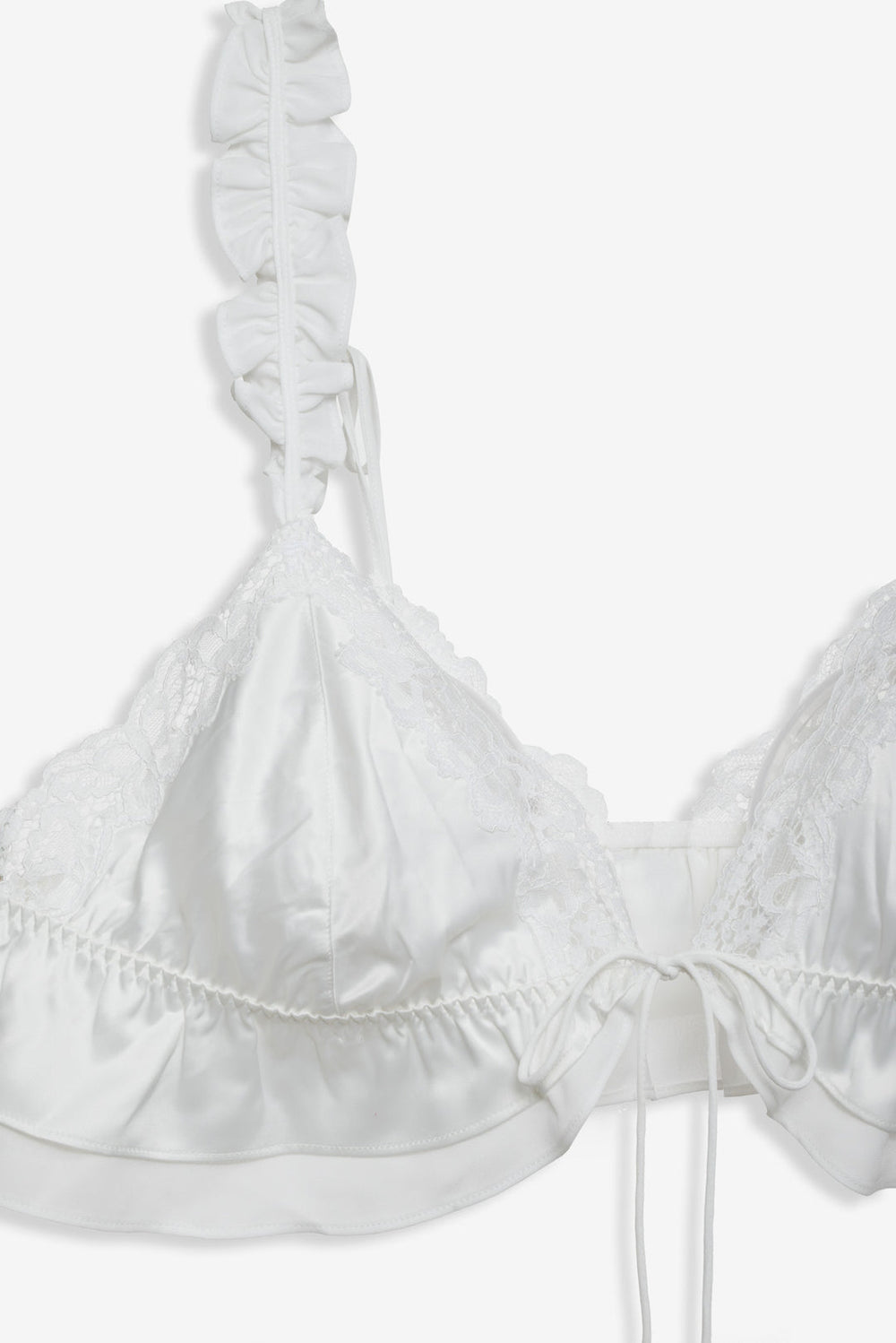 Butterfly Lace Ruffle Bralette White