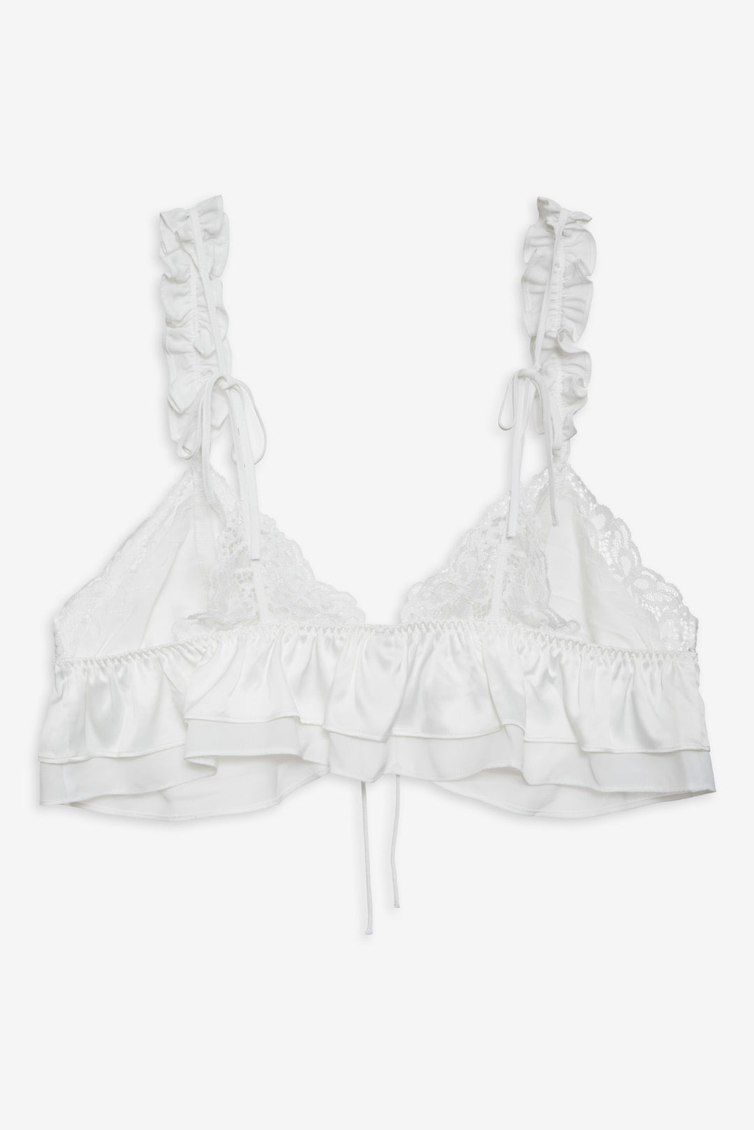 Butterfly Lace Ruffle Bralette White