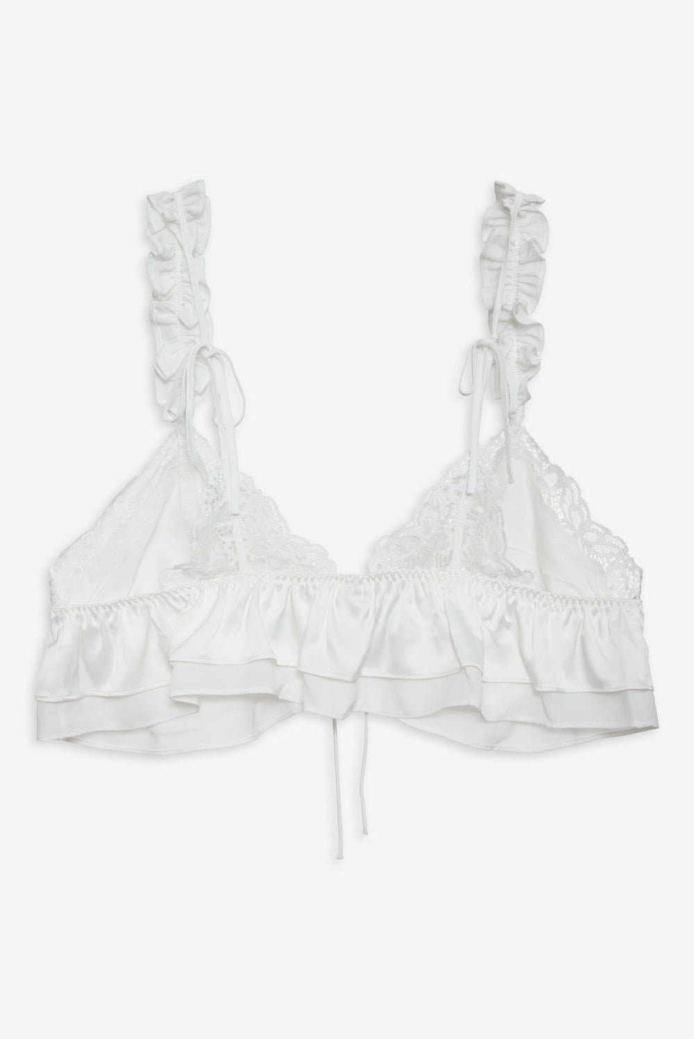 Butterfly Lace Ruffle Bralette White