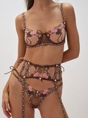 Runaway Bows Underwire Bra Brown