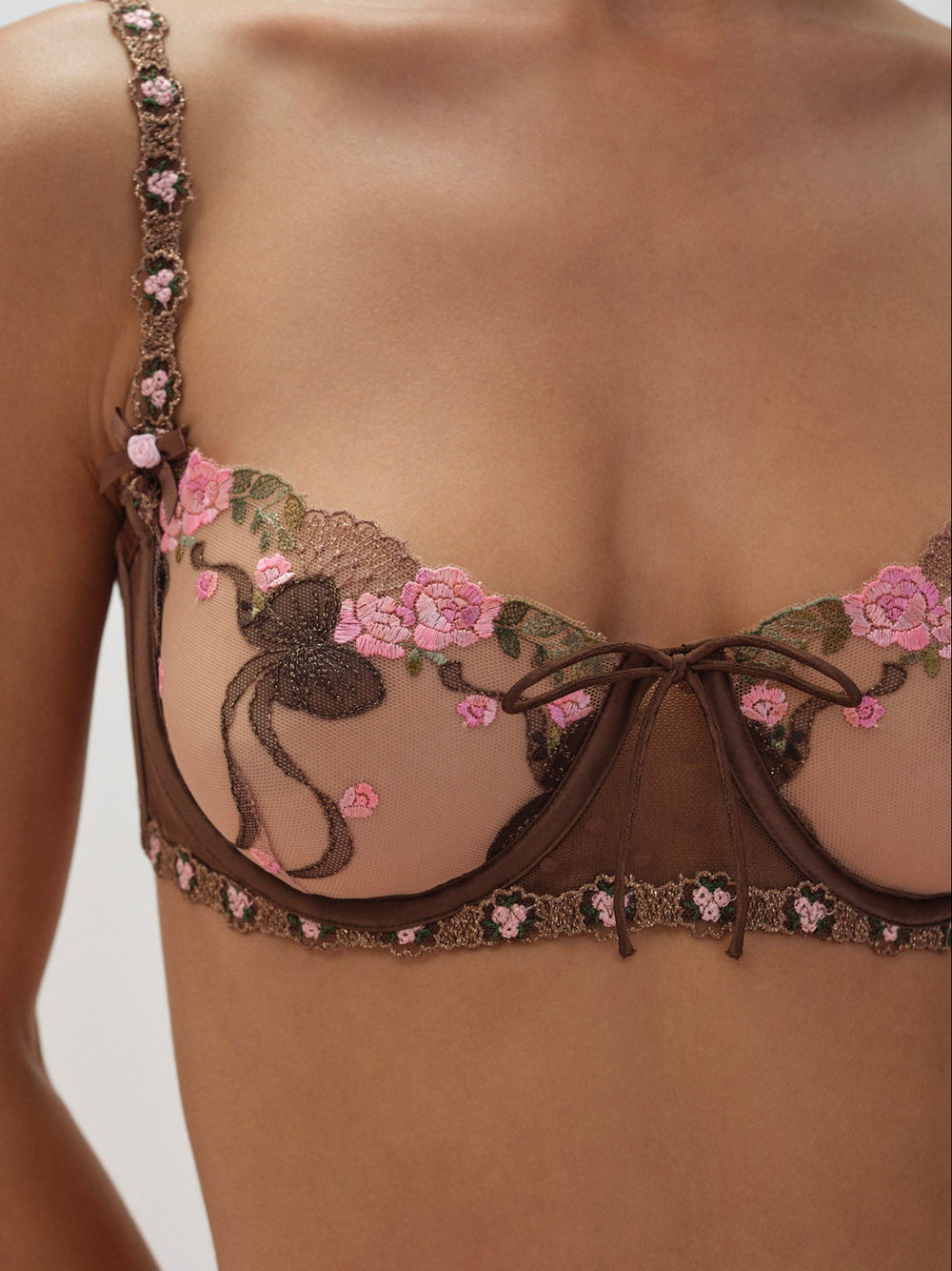 Runaway Bows Underwire Bra Brown
