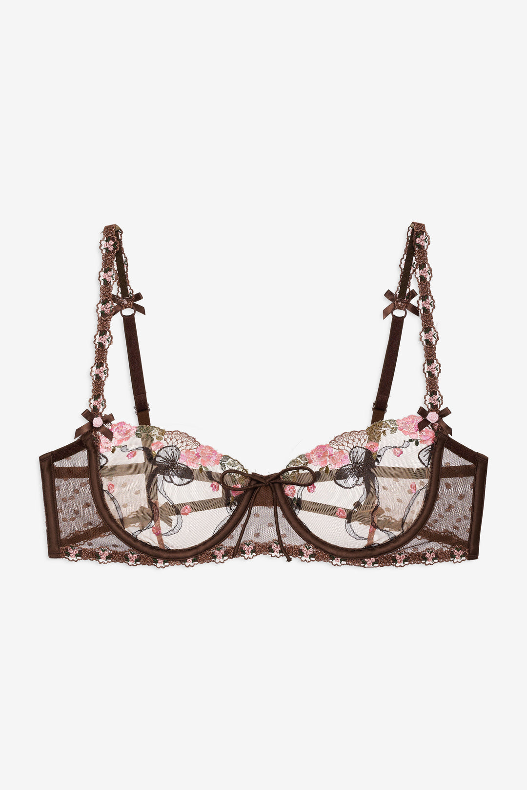 Runaway Bows Underwire Bra Brown