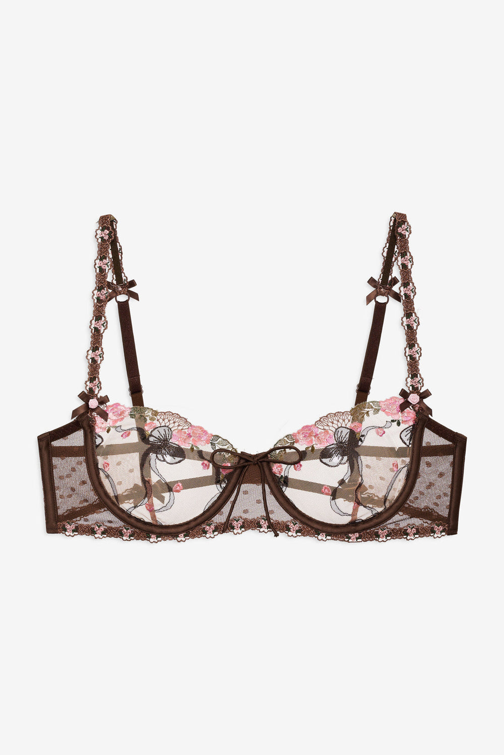 Runaway Bows Underwire Bra Brown