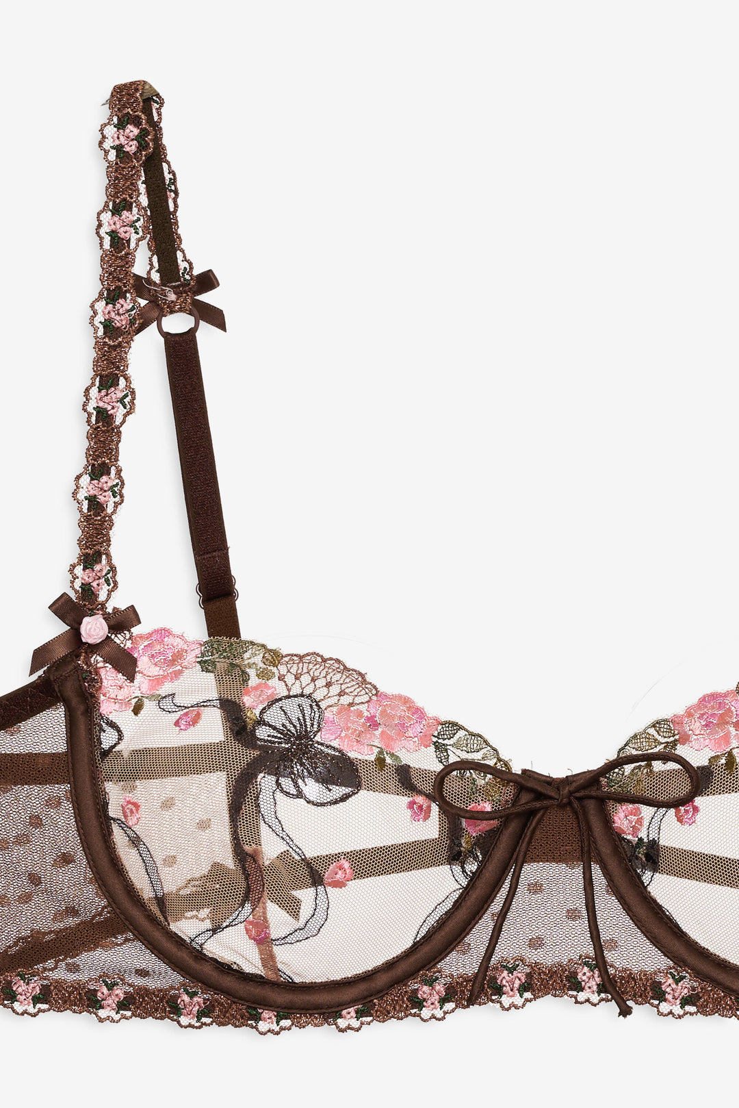 Runaway Bows Underwire Bra Brown