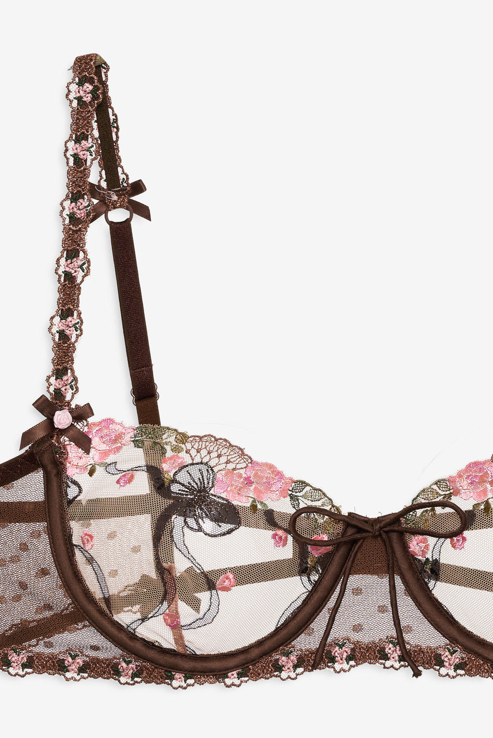 Runaway Bows Underwire Bra Brown
