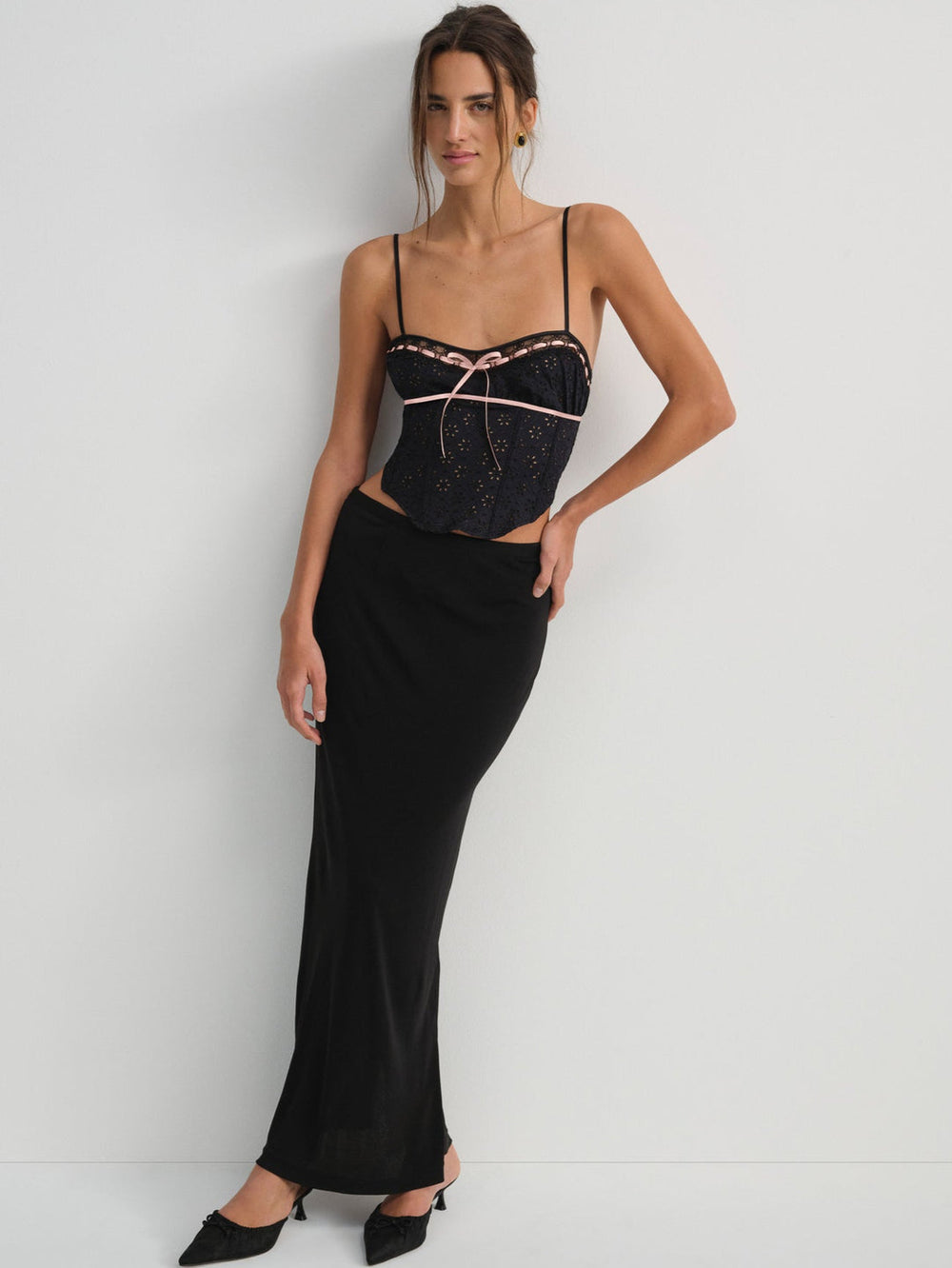 Elena Eyelet Bustier Black