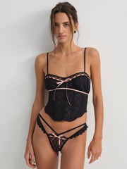 Elena Eyelet Bustier Black