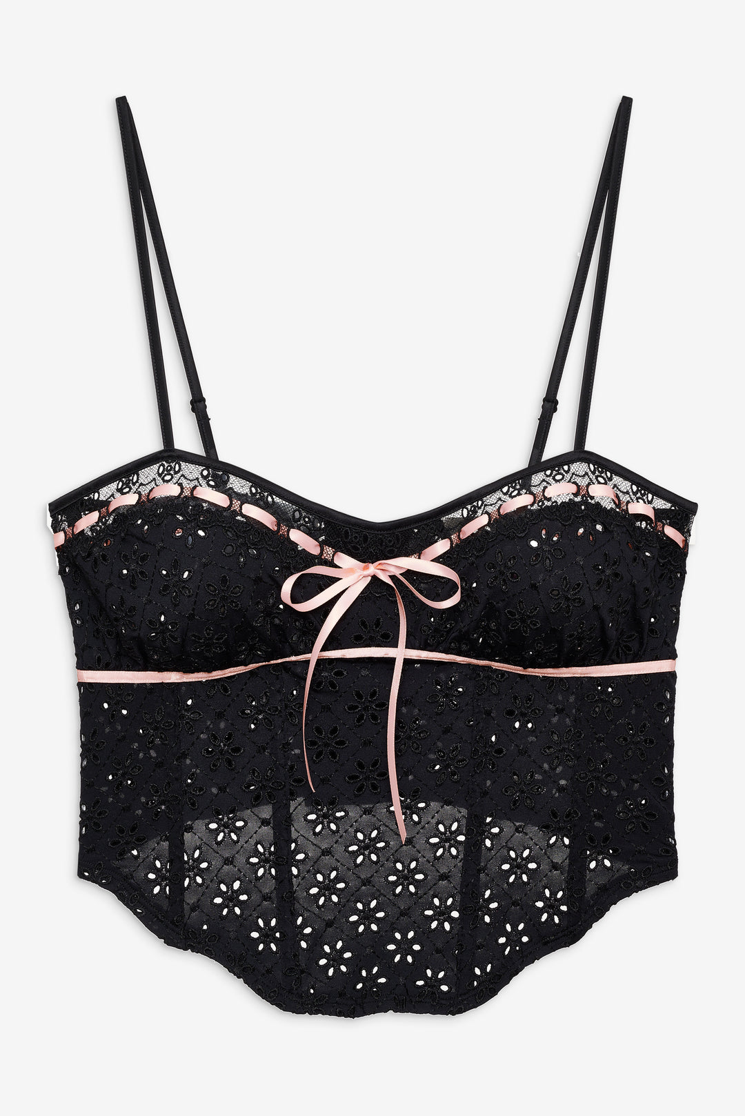 Elena Eyelet Bustier Black