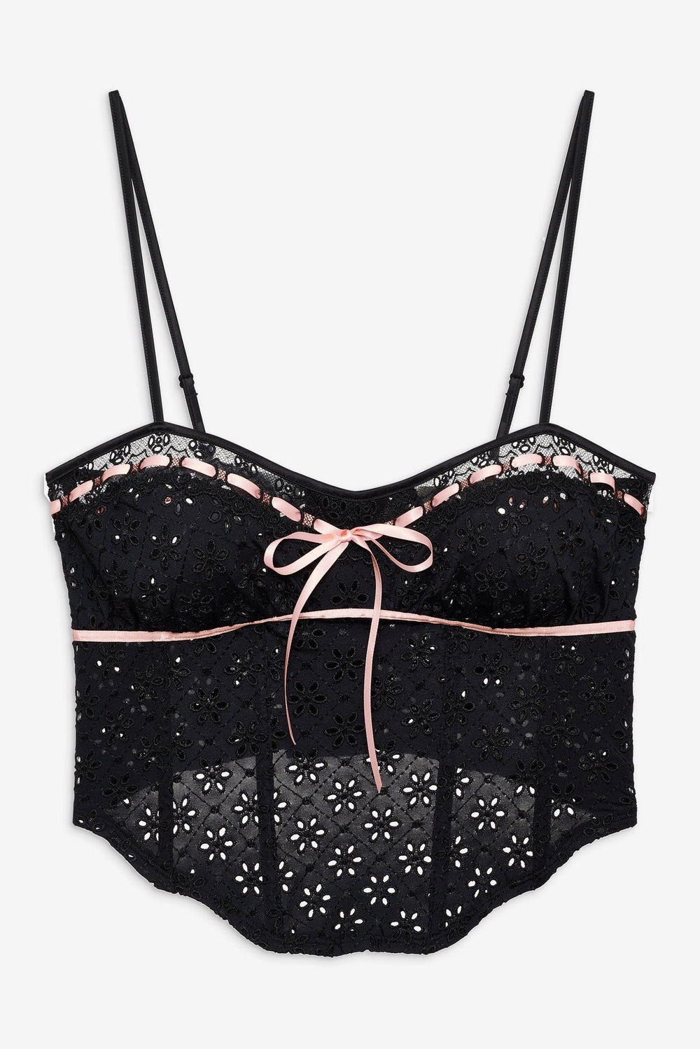 Elena Eyelet Bustier Black