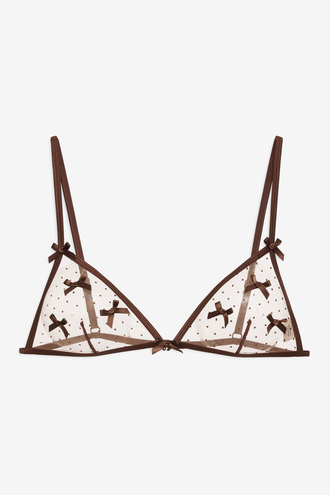 Flock Dot Bows Triangle Bralette Brown