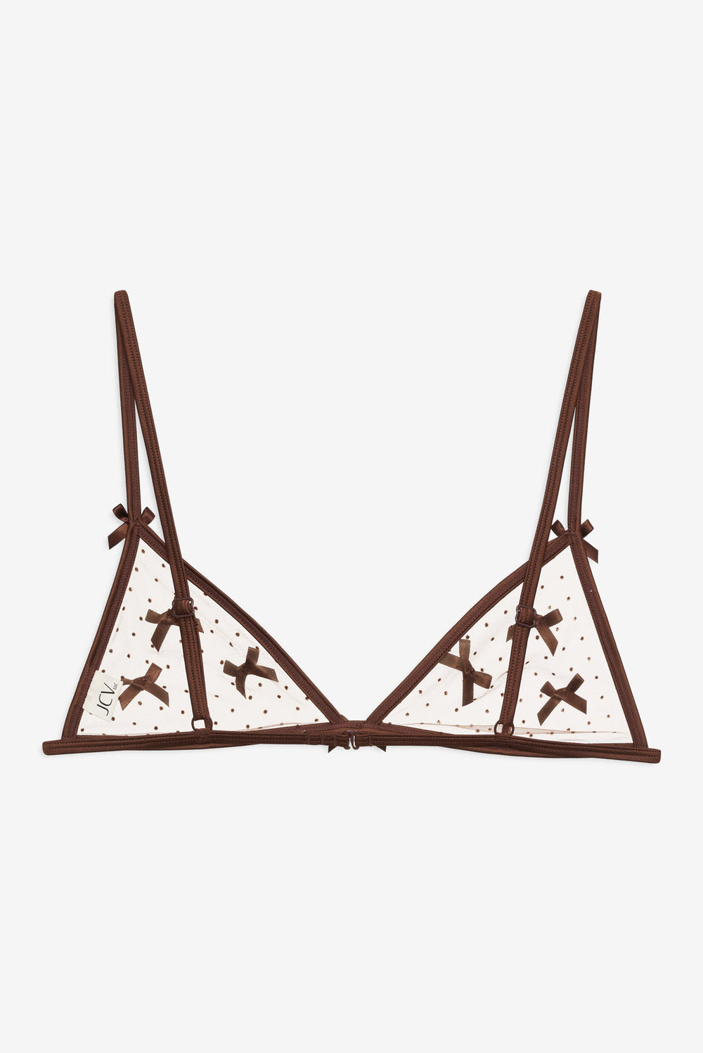 Flock Dot Bows Triangle Bralette Brown